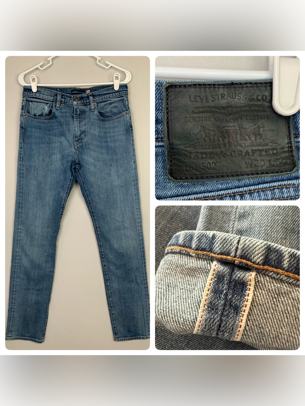 Levi's Made & Crafted 502 Jeans Sz 29x34 Regular Taper Selvedge Italian Denim